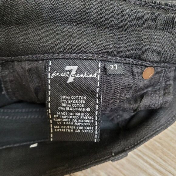 7 For All Mankind The Ankle Skinny Jeans in Black Sand Broken Twill Size 27 - Picture 15 of 16